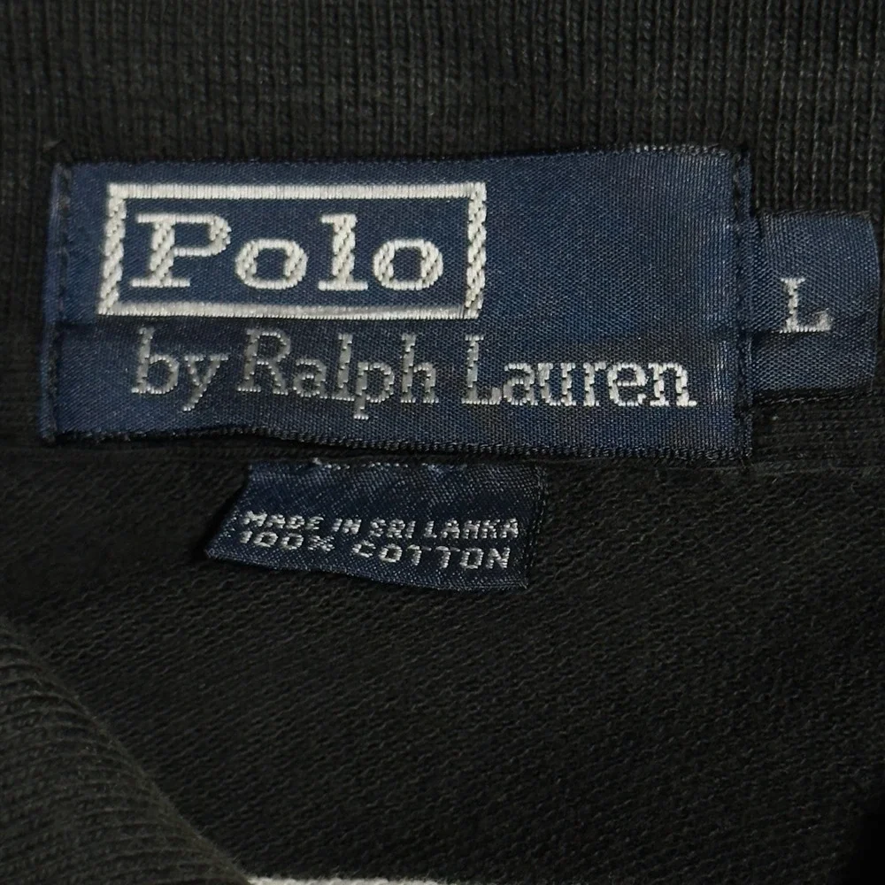 Polo Ralph Lauren Black & White Striped Mesh Men's‎ L Polo Shirt